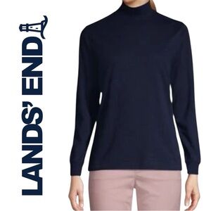 NEW Lands' End Classic Navy Mock Turtleneck Preppy Classic Sz S